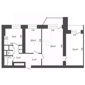 3-к квартира, вторичка, 65м2, 5/14 этаж