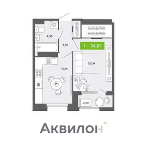 1-к квартира, вторичка, 35м2, 14/16 этаж