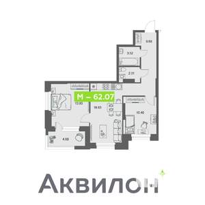2-к квартира, вторичка, 62м2, 21/32 этаж