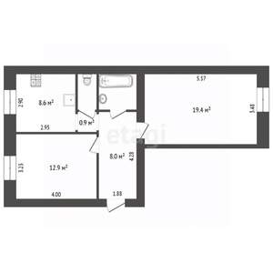 2-к квартира, вторичка, 55м2, 3/5 этаж