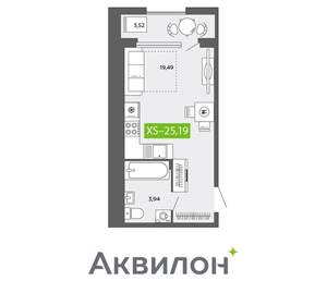 Студия квартира, вторичка, 25м2, 12/16 этаж