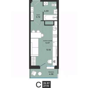 Студия квартира, вторичка, 27м2, 7/13 этаж