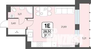 Студия квартира, строящийся дом, 31м2, 3/12 этаж