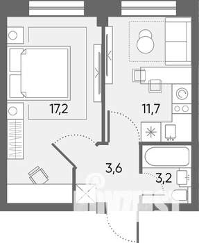 1-к квартира, сданный дом, 34м2, 2/4 этаж