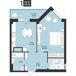 1-к квартира, вторичка, 49м2, 9/13 этаж