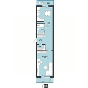 2-к квартира, вторичка, 60м2, 5/13 этаж