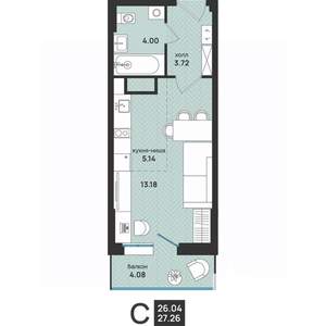 Студия квартира, вторичка, 27м2, 5/13 этаж