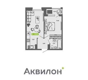 1-к квартира, вторичка, 38м2, 10/16 этаж