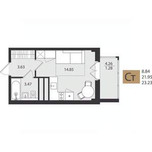 Студия квартира, вторичка, 23м2, 15/16 этаж