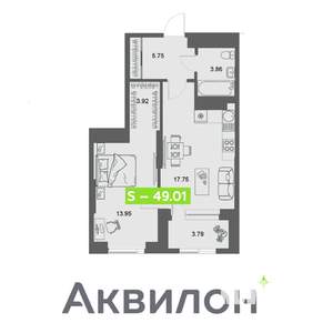 1-к квартира, вторичка, 49м2, 26/32 этаж