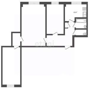 3-к квартира, вторичка, 62м2, 1/9 этаж