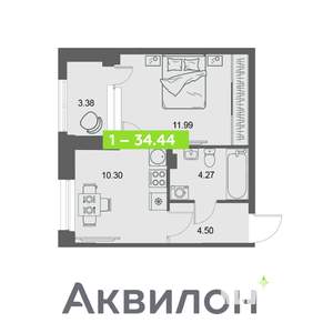 1-к квартира, вторичка, 34м2, 9/32 этаж