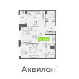2-к квартира, вторичка, 64м2, 3/11 этаж