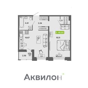 1-к квартира, вторичка, 49м2, 1/16 этаж