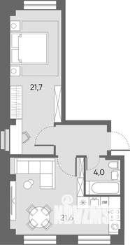 2-к квартира, сданный дом, 52м2, 1/4 этаж