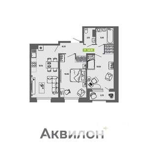 2-к квартира, вторичка, 58м2, 9/16 этаж