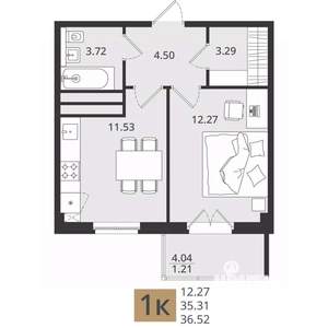 1-к квартира, вторичка, 37м2, 3/16 этаж