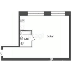 Студия квартира, вторичка, 39м2, 1/5 этаж