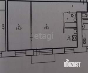 2-к квартира, вторичка, 46м2, 4/5 этаж