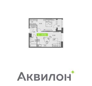 1-к квартира, вторичка, 47м2, 7/11 этаж