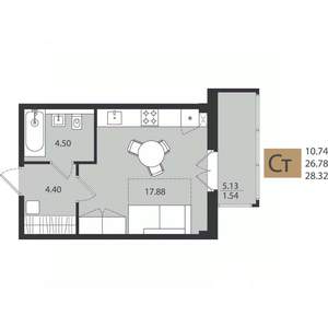 Студия квартира, вторичка, 28м2, 2/16 этаж