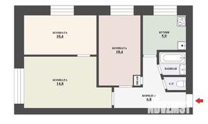 3-к квартира, вторичка, 52м2, 1/5 этаж