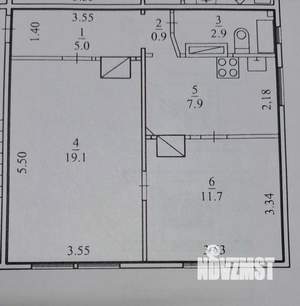 2-к квартира, вторичка, 47м2, 2/2 этаж