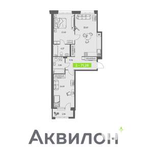 2-к квартира, вторичка, 71м2, 3/11 этаж