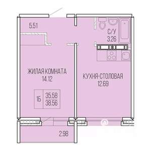 1-к квартира, вторичка, 39м2, 9/9 этаж