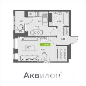 1-к квартира, вторичка, 34м2, 15/16 этаж