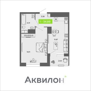 1-к квартира, вторичка, 35м2, 6/16 этаж
