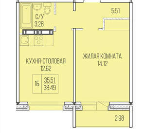 1-к квартира, вторичка, 33м2, 1/9 этаж