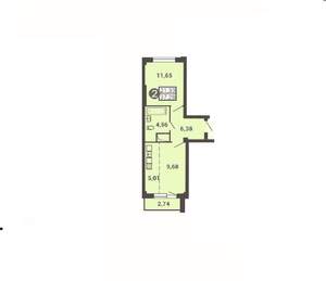 2-к квартира, строящийся дом, 37м2, 14/14 этаж