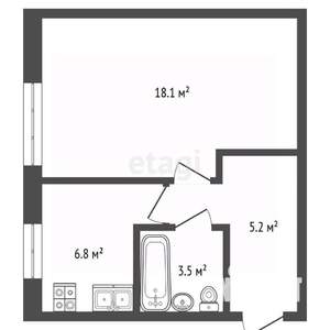 1-к квартира, вторичка, 34м2, 1/9 этаж
