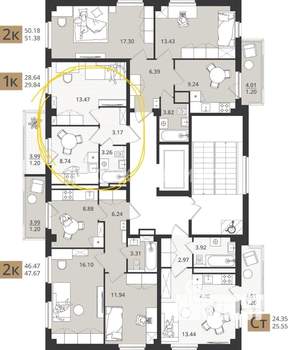 1-к квартира, вторичка, 30м2, 6/7 этаж