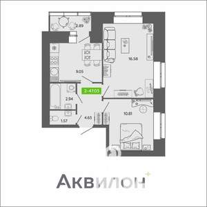 2-к квартира, вторичка, 47м2, 7/11 этаж