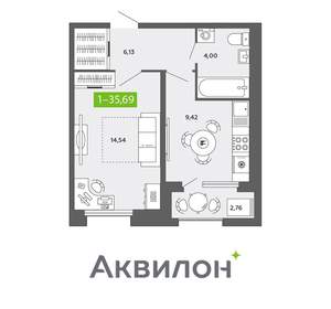 1-к квартира, вторичка, 36м2, 12/16 этаж