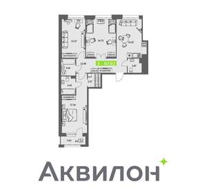 3-к квартира, вторичка, 88м2, 10/11 этаж