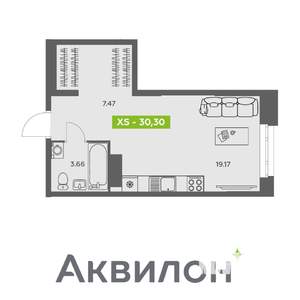 Студия квартира, вторичка, 30м2, 12/16 этаж