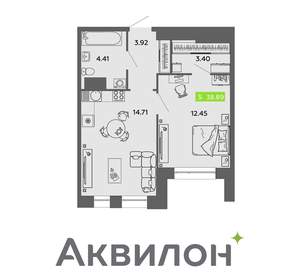 1-к квартира, вторичка, 39м2, 10/16 этаж