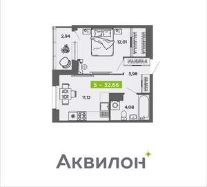 1-к квартира, вторичка, 33м2, 5/16 этаж