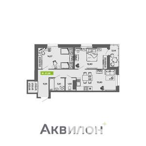 2-к квартира, вторичка, 62м2, 12/16 этаж