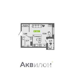 Студия квартира, вторичка, 26м2, 6/16 этаж