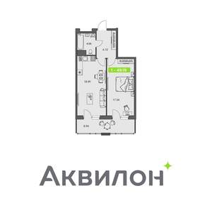 1-к квартира, вторичка, 49м2, 3/8 этаж