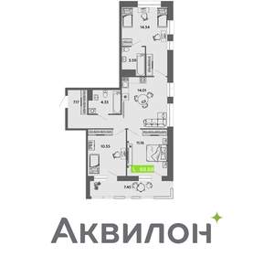 3-к квартира, вторичка, 69м2, 10/16 этаж