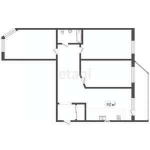 3-к квартира, сданный дом, 74м2, 3/9 этаж