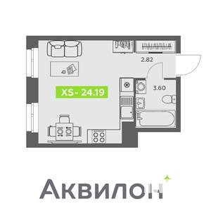 Студия квартира, вторичка, 24м2, 10/16 этаж