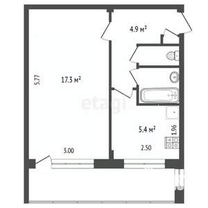 1-к квартира, вторичка, 31м2, 6/9 этаж