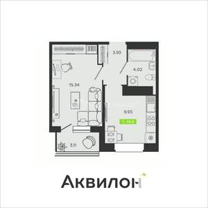 1-к квартира, вторичка, 35м2, 16/16 этаж