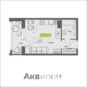 Студия квартира, вторичка, 26м2, 10/16 этаж